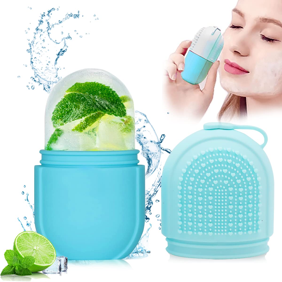 MAYCREATE Ice Face Roller Ice Cube Mold With Cleansing Brush, Anti-Leak Silicone Ice Roller for Face Massage, Beauty Ice Facial Roller for Eliminate Edema, Tighten Skin, Women Skincare Gift (Blue) MAYCREATE Ice Face Roller Ice Cube Mold With Cleansing Brush, Anti-Leak Silicone Ice Roller for Face Massage, Beauty Ice Facial Roller for Eliminate Edema, Tighten Skin, Women Skincare Gift (Blue)